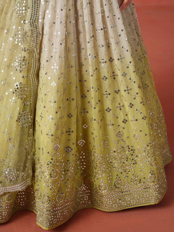 OMBRE Georgette YELLOW Bridal Lehengha choli wholesale market in Gujarat