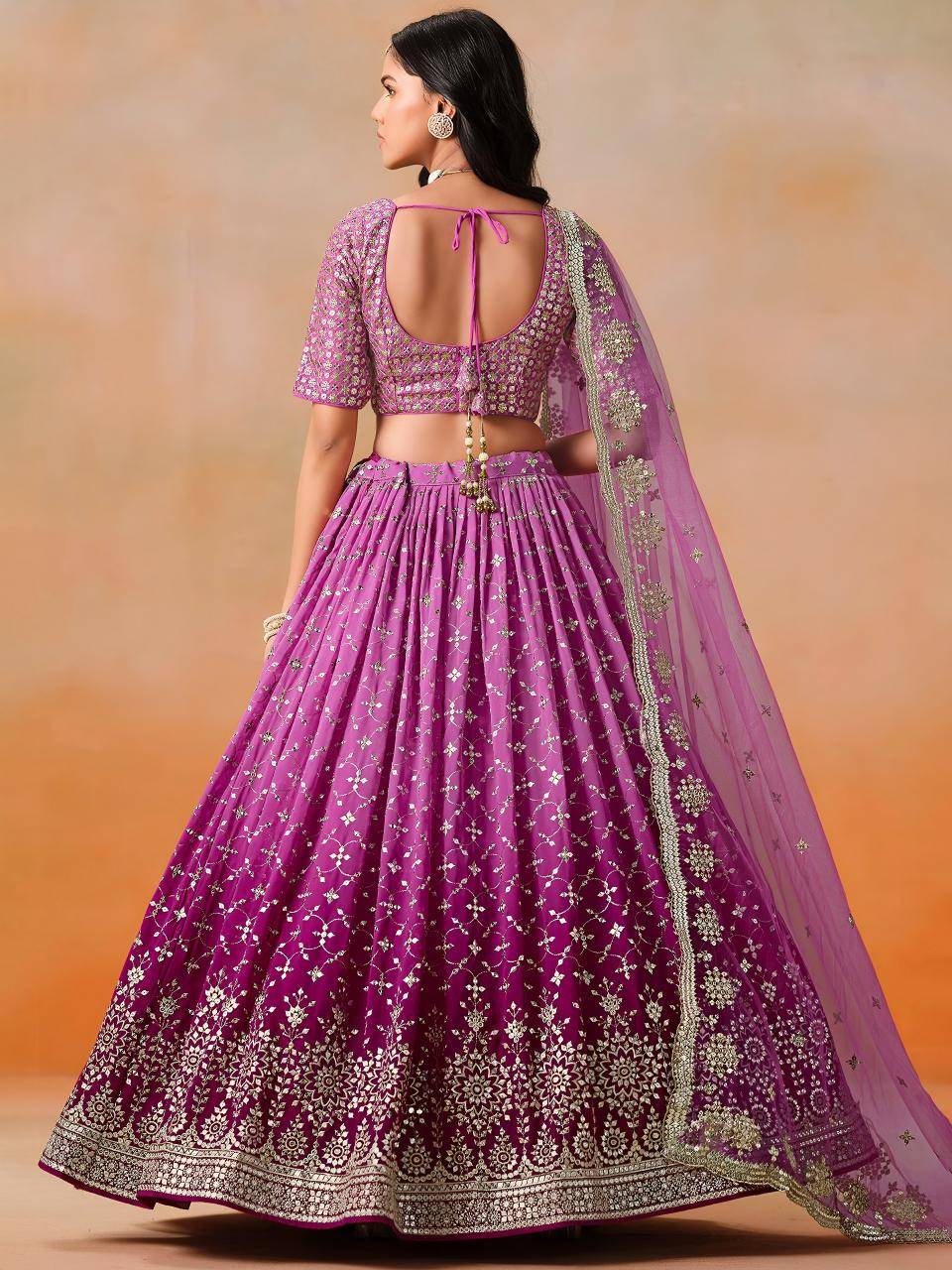 OMBRE Georgette Rani Pink Wholesale Lehengha choli warehouse in Ankleshwar
