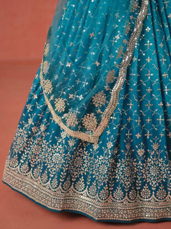 OMBRE Georgette Rama Blue Traditional Lehengha choli wholesale in Gujarat