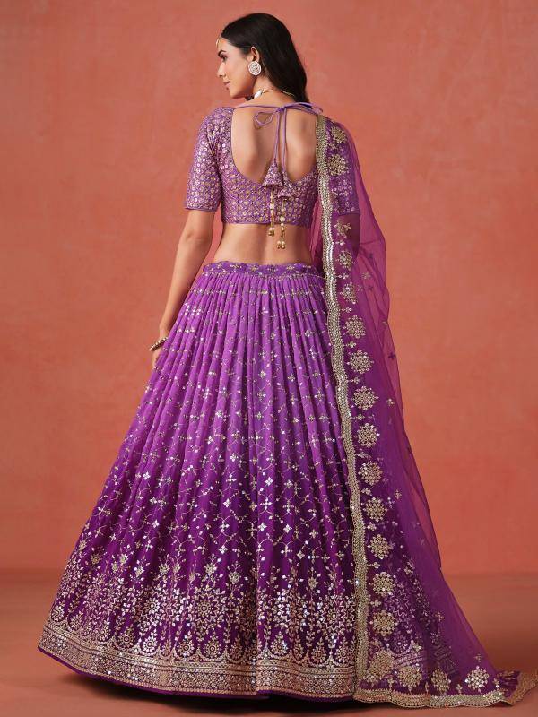 OMBRE Georgette Purple Cheap Lehengha choli wholesale in Gujarat