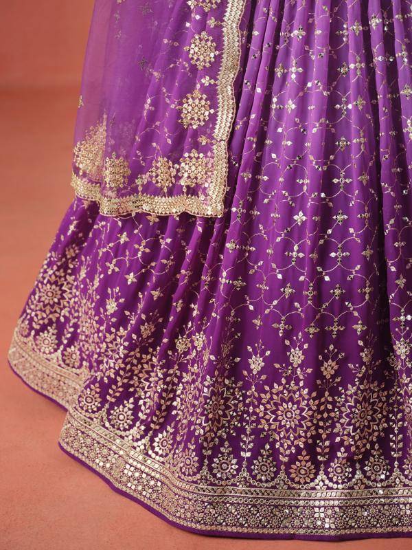 OMBRE Georgette Purple Cheap Lehengha choli wholesale in Gujarat