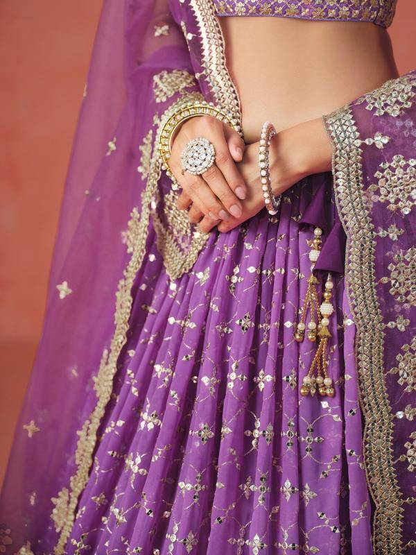 OMBRE Georgette Purple Cheap Lehengha choli wholesale in Gujarat