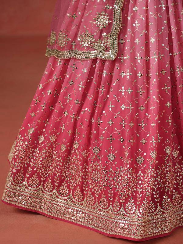 OMBRE Georgette Peach Lehengha choli wholesale online in Gujarat