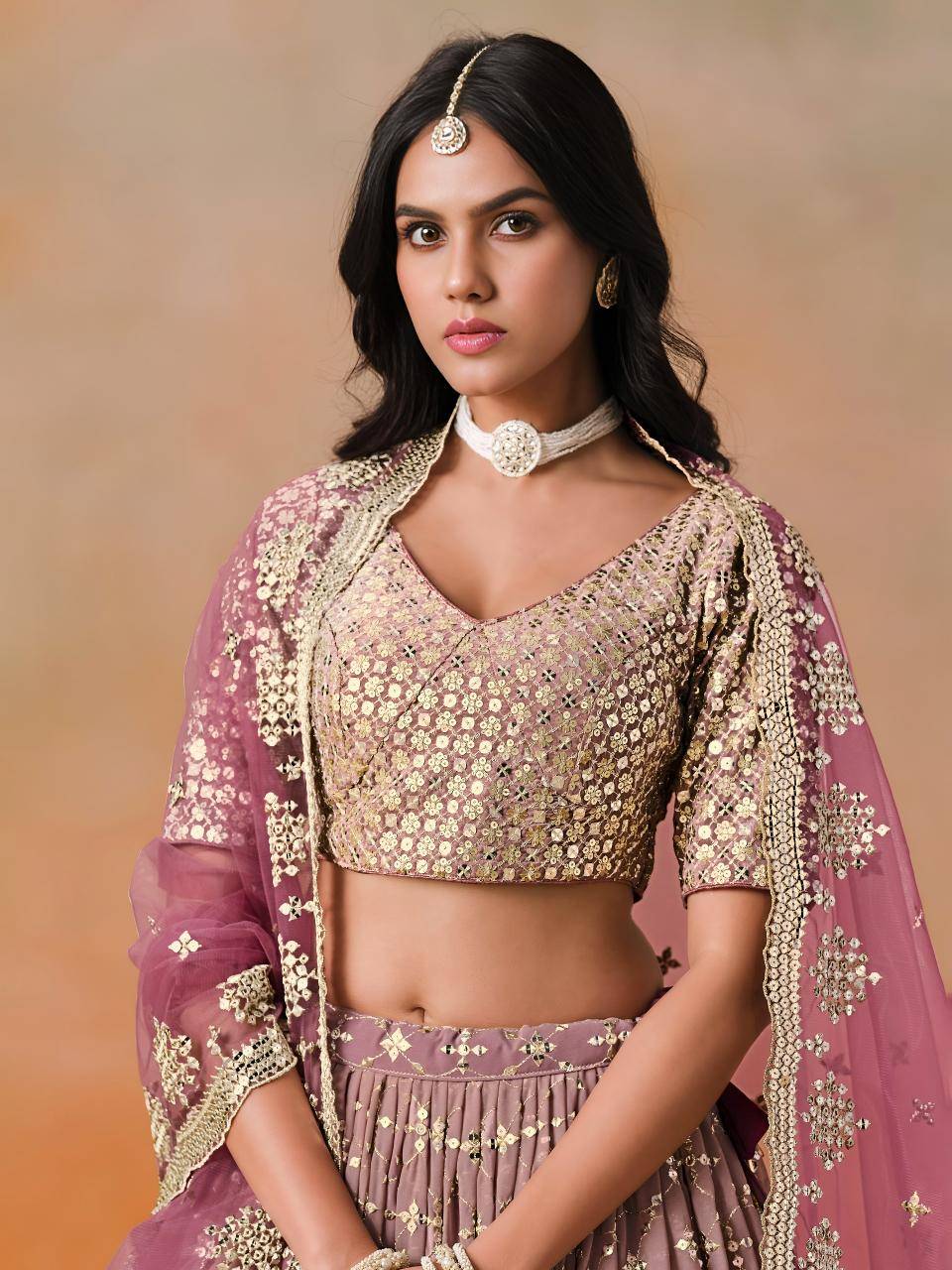 OMBRE Georgette Maroon Bollywood Lehengha choli wholesale in Gujarat