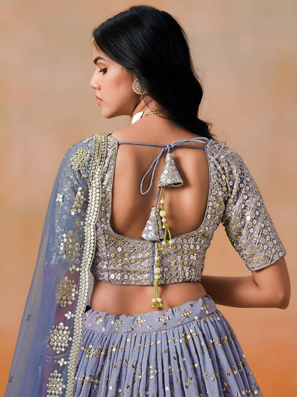 OMBRE Georgette Navy Blue Net Designer Lehengha choli wholesale market in Gujarat