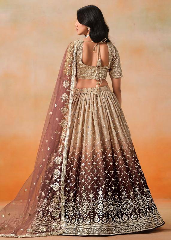 OMBRE Georgette Brown Resham work Lehengha choli wholesale in Gujarat