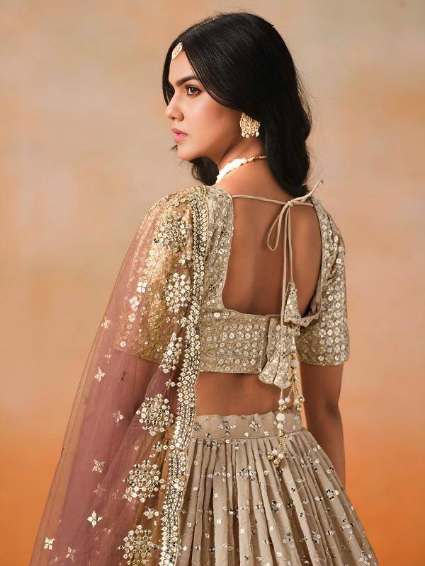 OMBRE Georgette Brown Resham work Lehengha choli wholesale in Gujarat