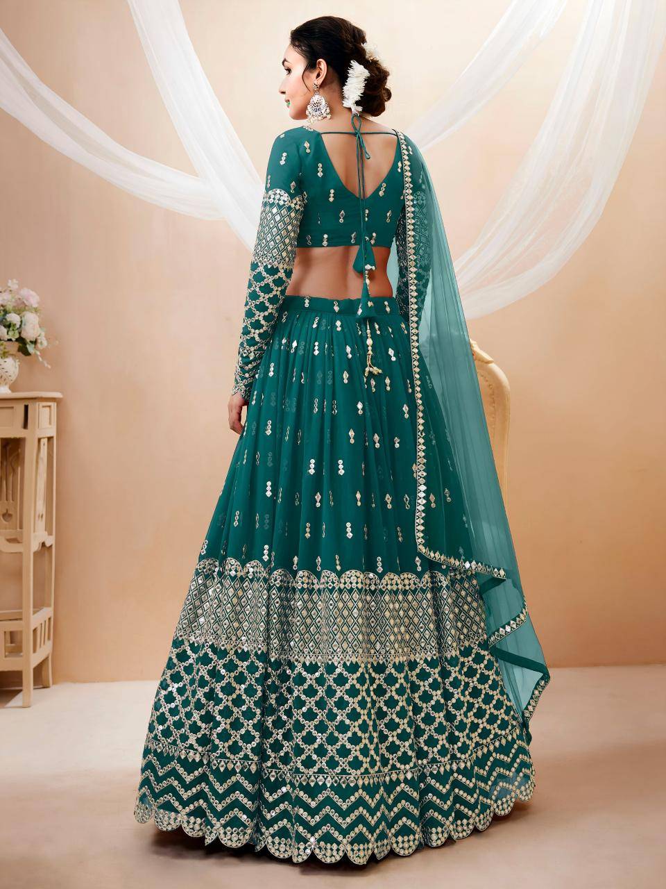 Expression vol 1 Georgette Teal Wholesale lehengha choli market in Delhi 