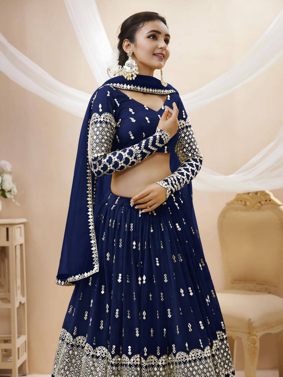 Expression vol 1 Georgette Navy Blue  Wholesale lehengha choli suppliers in Delhi