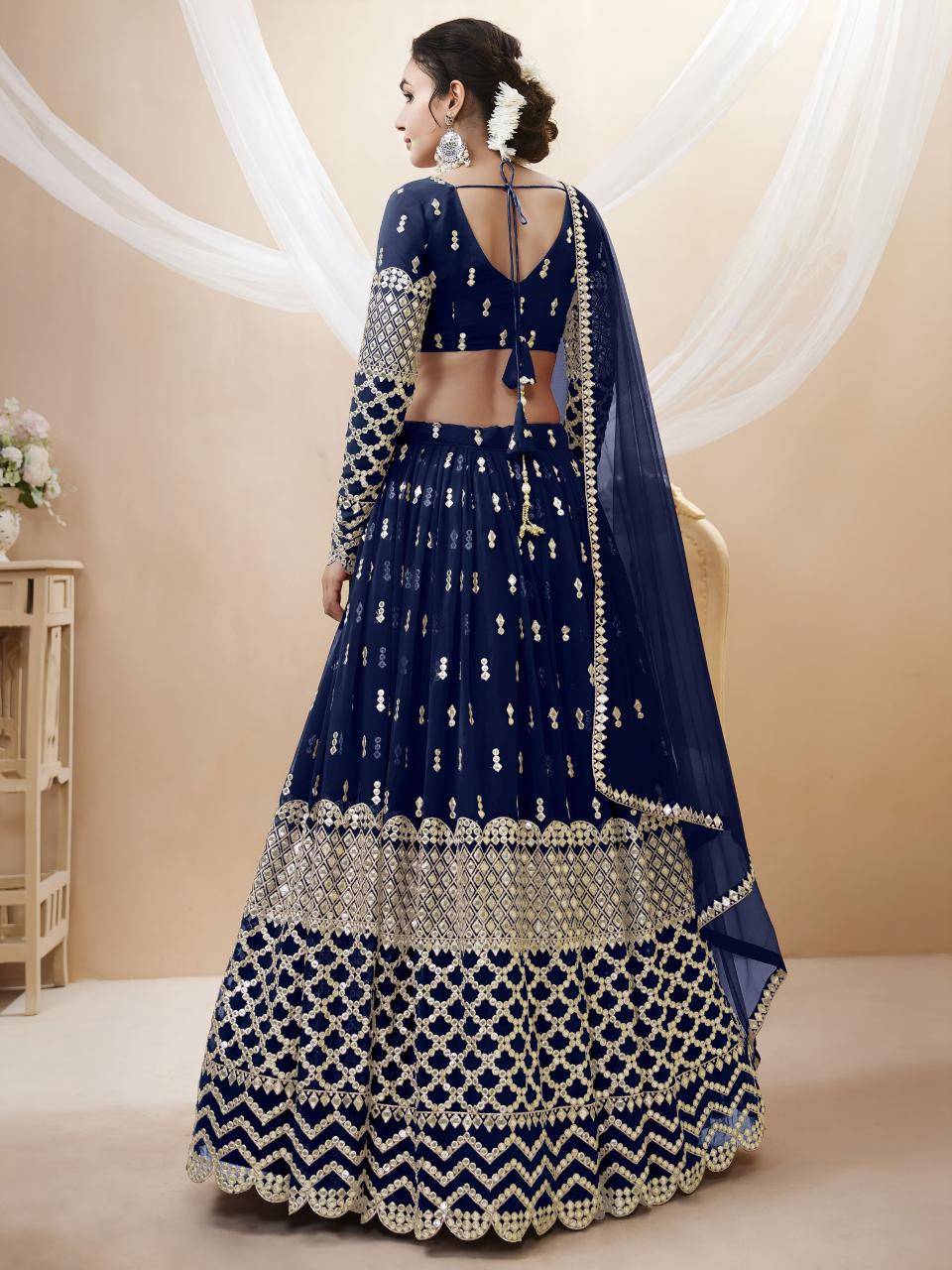 Expression vol 1 Georgette Navy Blue  Wholesale lehengha choli suppliers in Delhi