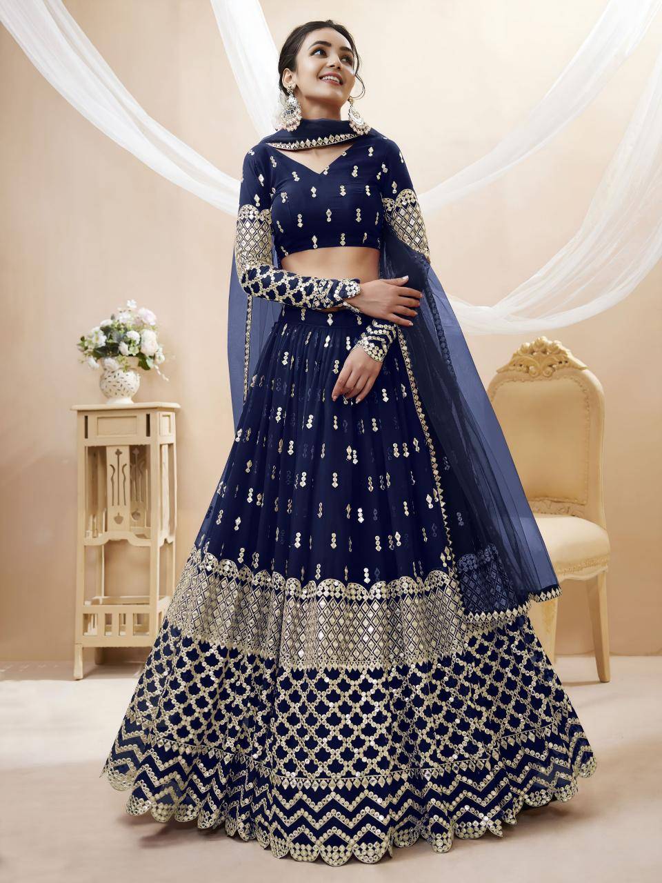 Expression vol 1 Georgette Navy Blue  Wholesale lehengha choli suppliers in Delhi