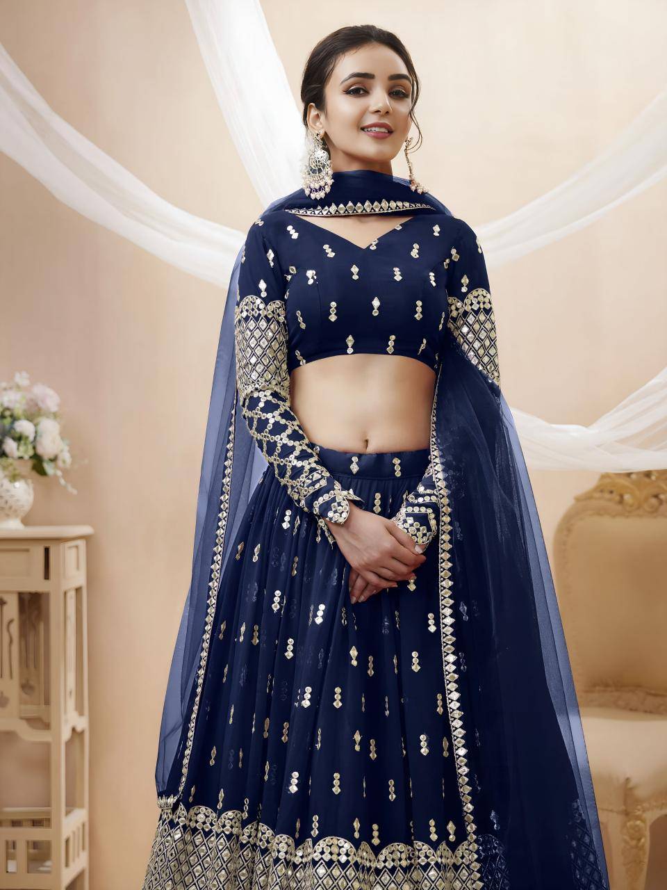 Expression vol 1 Georgette Navy Blue  Wholesale lehengha choli suppliers in Delhi