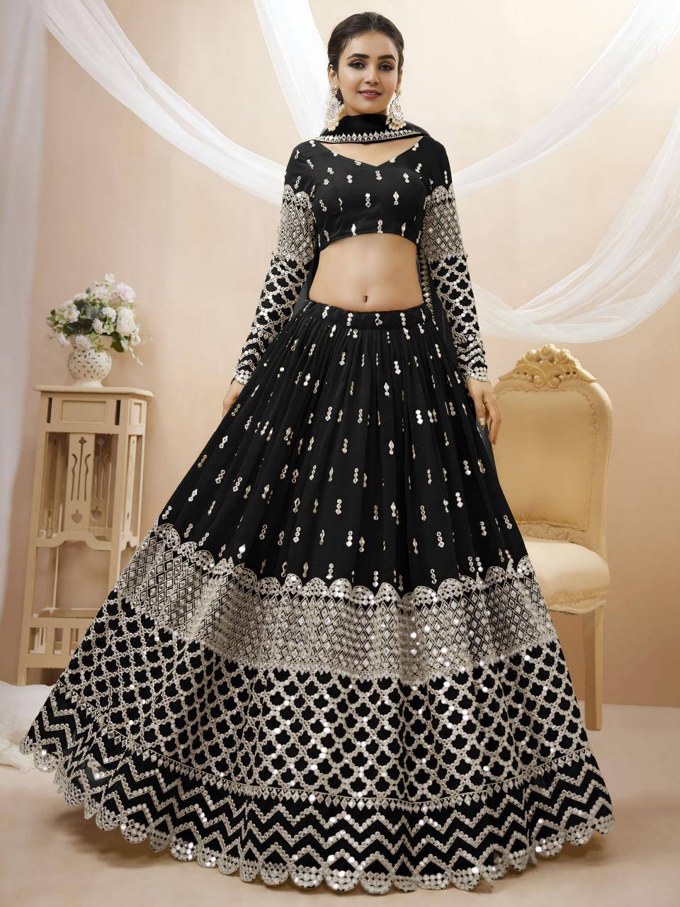 Expression vol 1 Georgette Black Lehengha choli wholesale dealers in Delhi