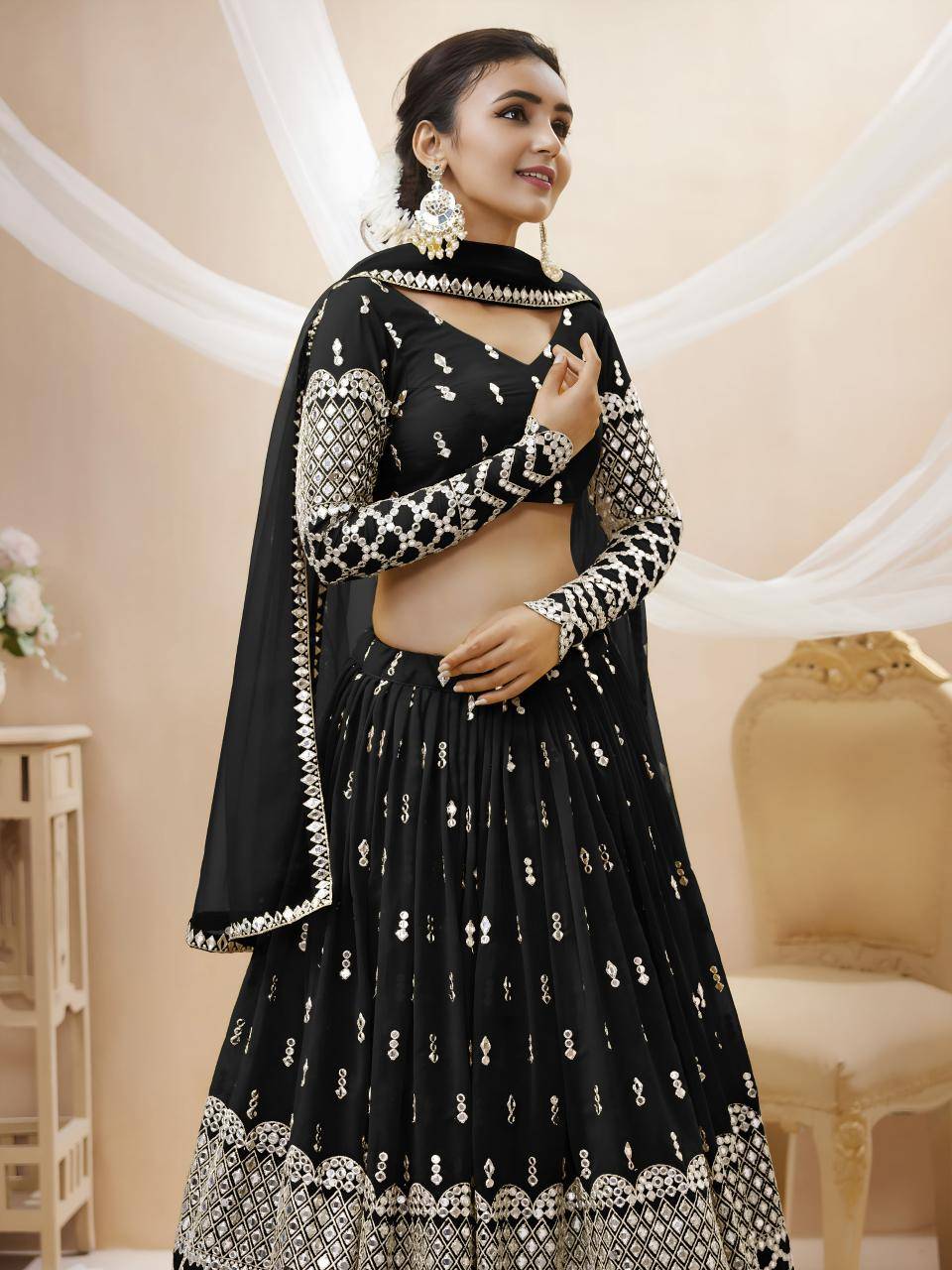 Expression vol 1 Georgette Black Lehengha choli wholesale dealers in Delhi