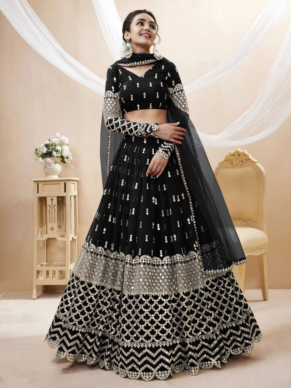 Expression vol 1 Georgette Black Lehengha choli wholesale dealers in Delhi
