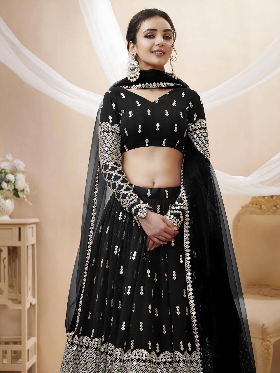 Expression vol 1 Georgette Black Lehengha choli wholesale dealers in Delhi