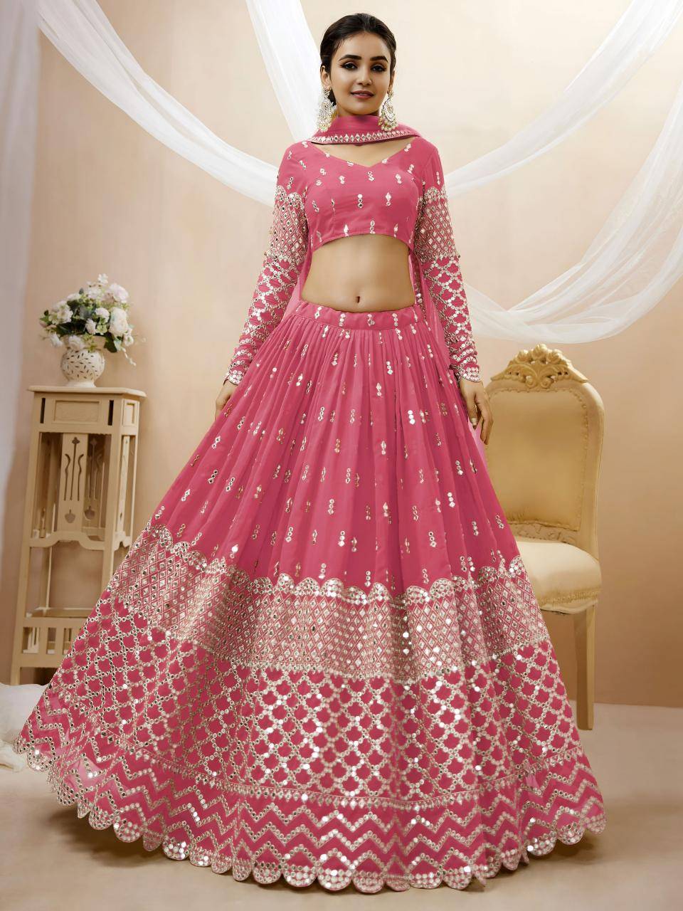 Expression vol 1 Georgette Pink Designer lehengha choli wholesale market in Delhi