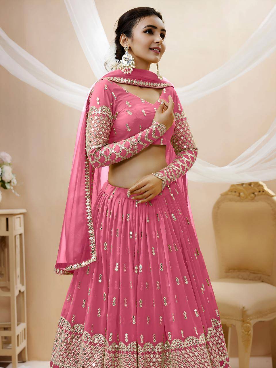 Expression vol 1 Georgette Pink Designer lehengha choli wholesale market in Delhi