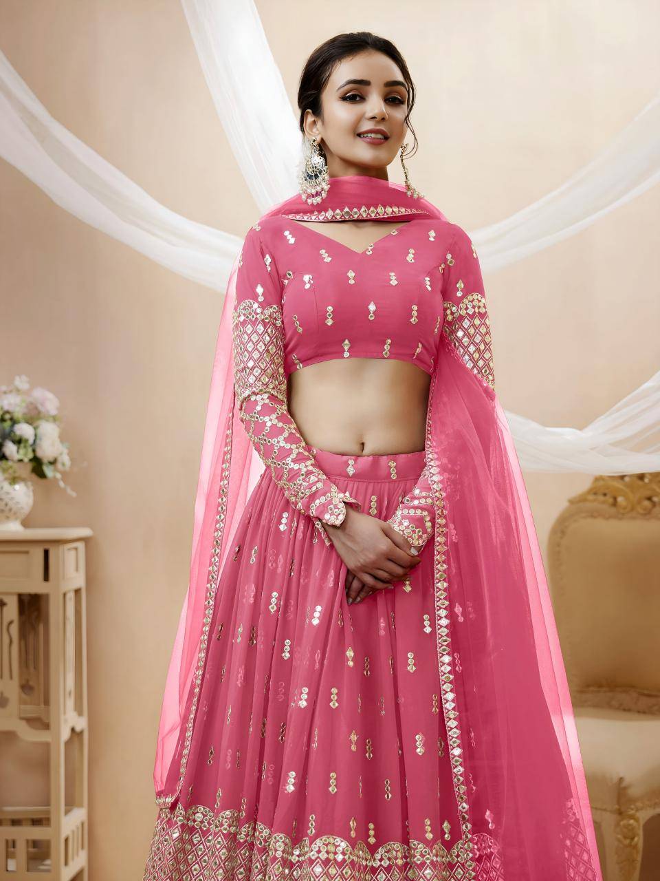 Expression vol 1 Georgette Pink Designer lehengha choli wholesale market in Delhi
