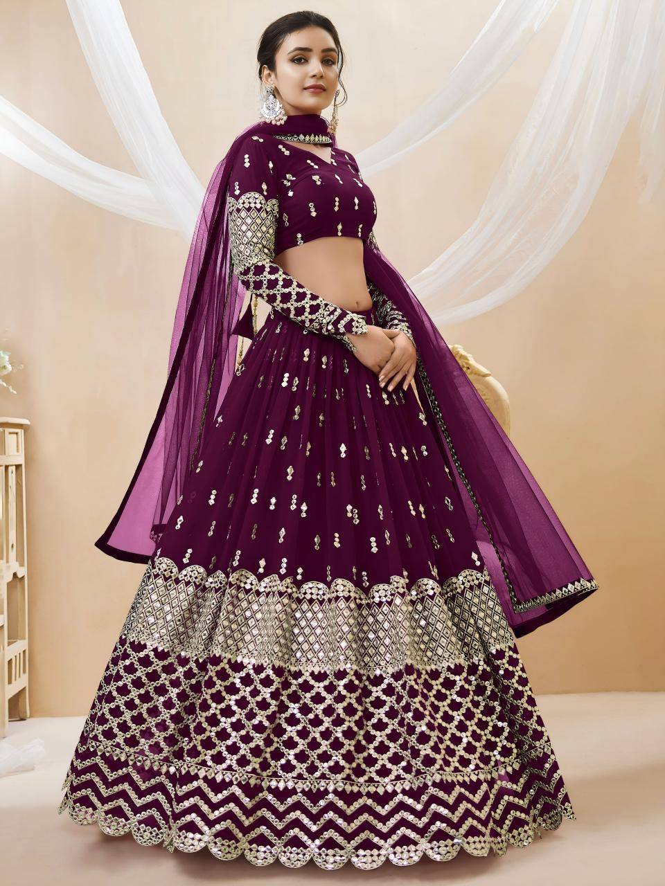 Expression vol 1 Georgette Wine Latest lehengha choli wholesale market in Delhi
