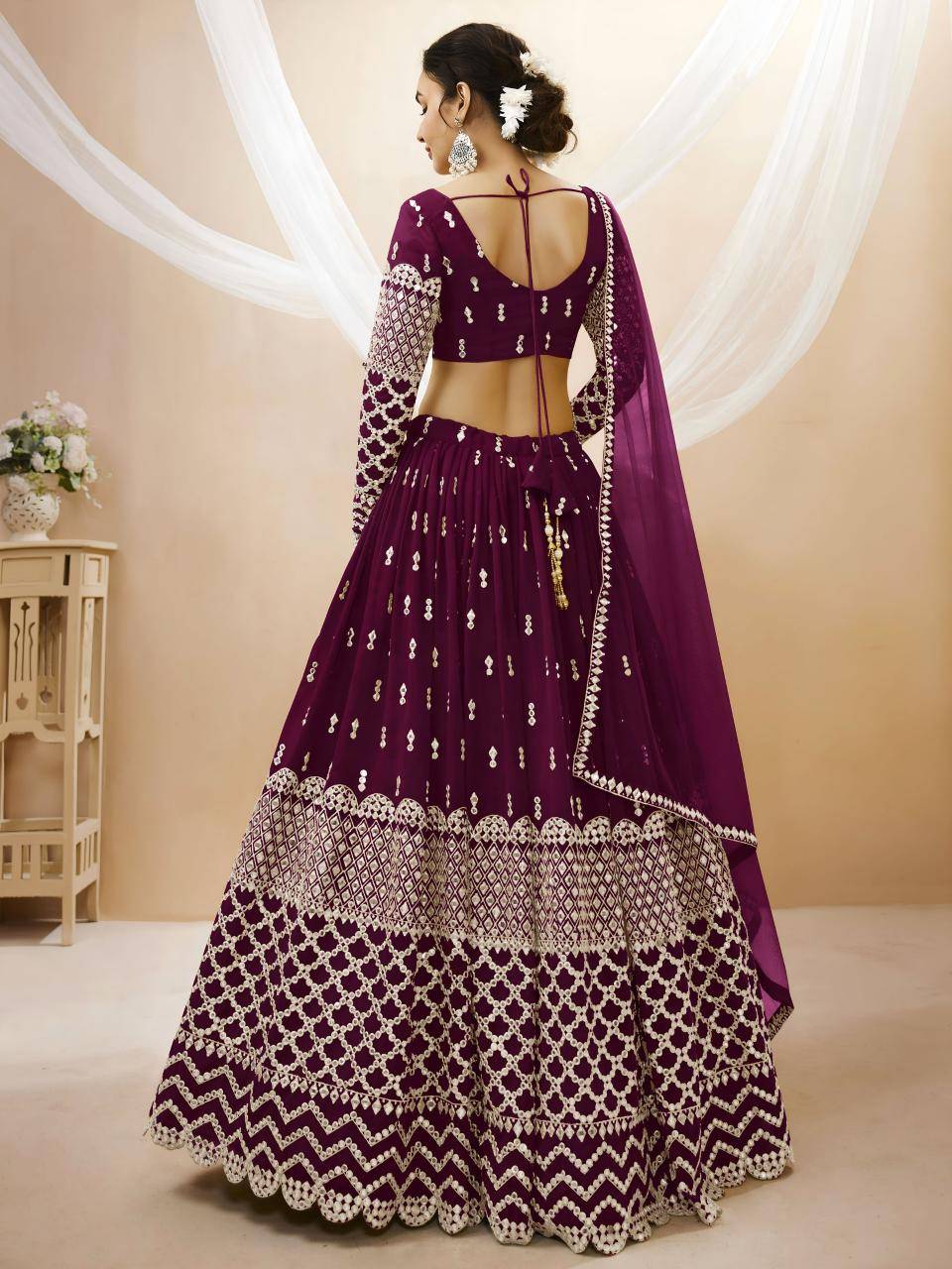 Expression vol 1 Georgette Wine Latest lehengha choli wholesale market in Delhi