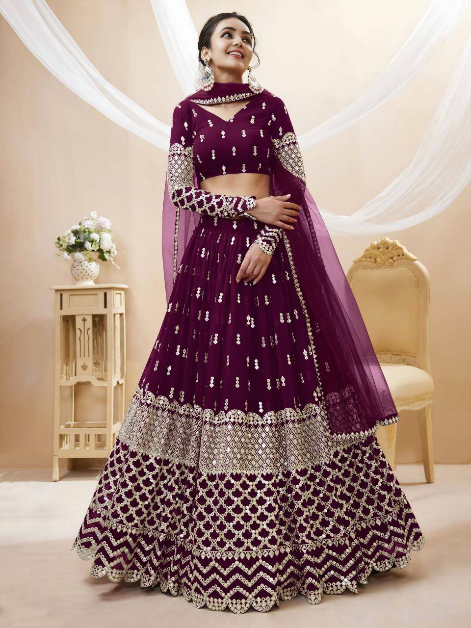 Expression vol 1 Georgette Wine Latest lehengha choli wholesale market in Delhi