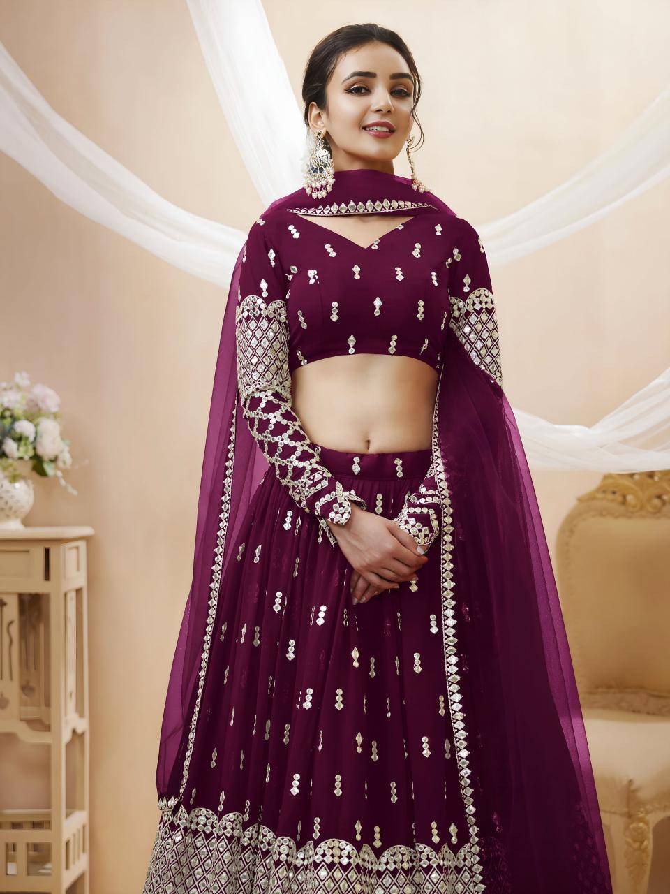 Expression vol 1 Georgette Wine Latest lehengha choli wholesale market in Delhi