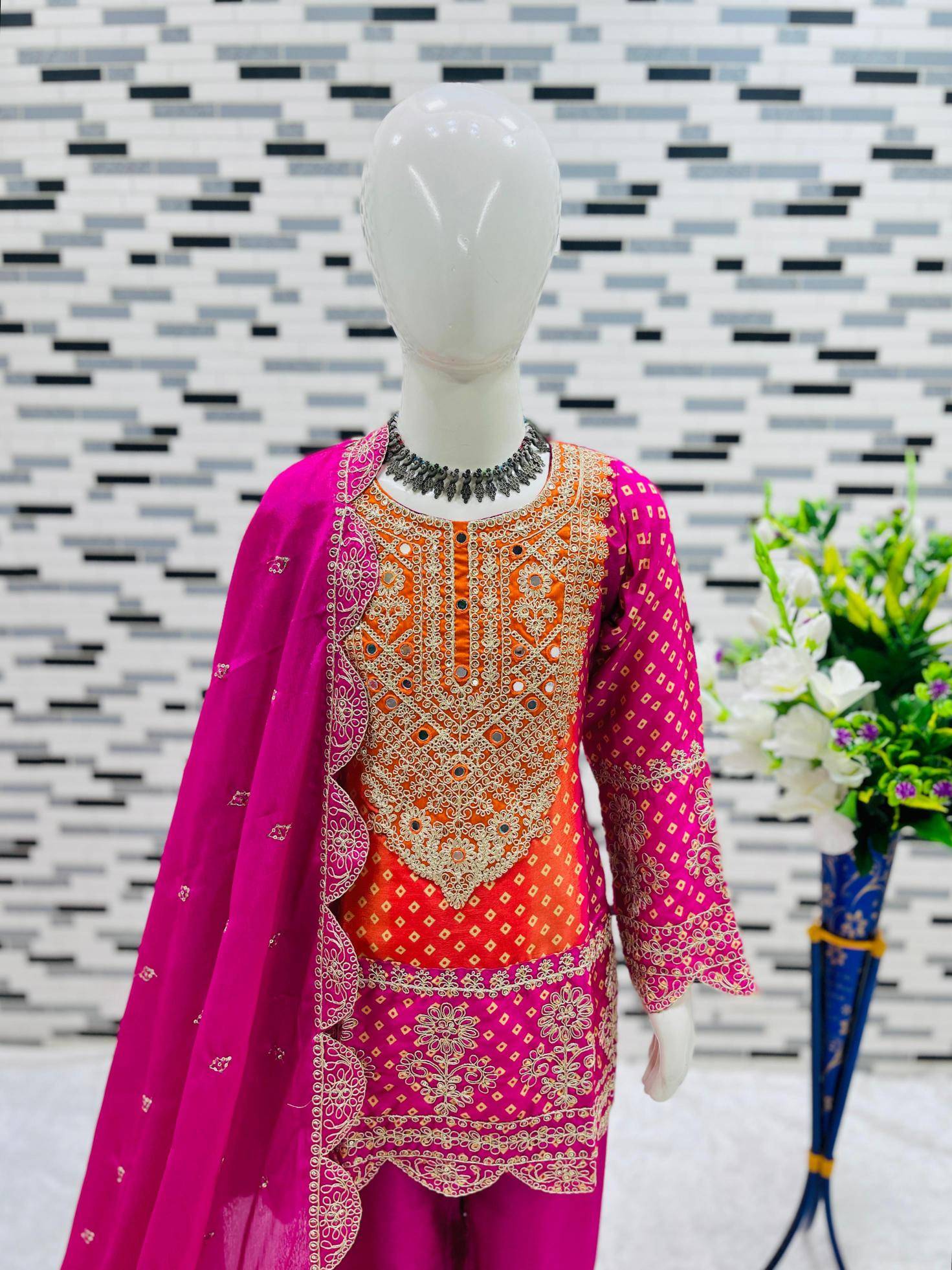 New Designer Collection OC-186 Chinon Affordable dress materials in kolkata