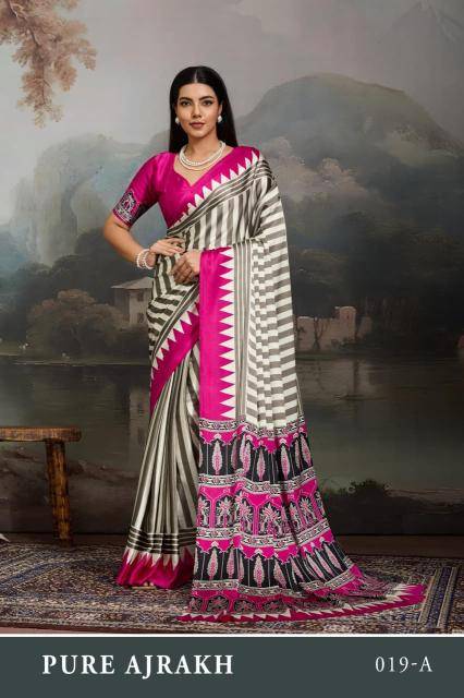 Rajtex modal satin ajrakh Kolkata saree wholesale online
