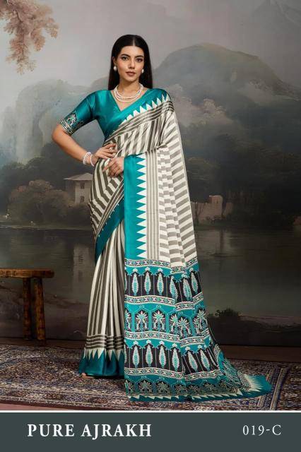 Rajtex modal satin ajrakh Kolkata saree wholesale online