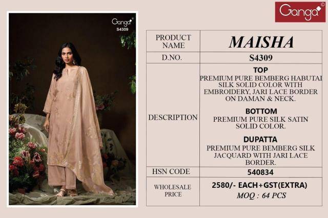 Ganga maisha 4309 Wholesale dress materials suppliers in Surat