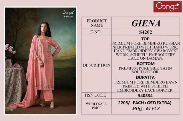 Ganga giena 4202 Wholesale dress materials online Surat