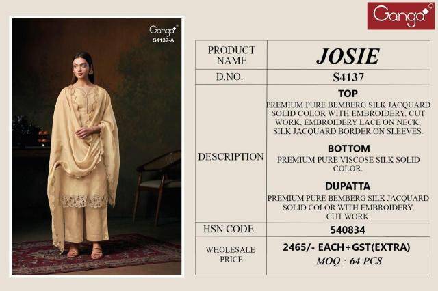 Ganga josie 4137 Surat dress materials manufacturer