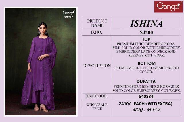Ganga ishina 4200 Bulk dress material in Ahmedabad