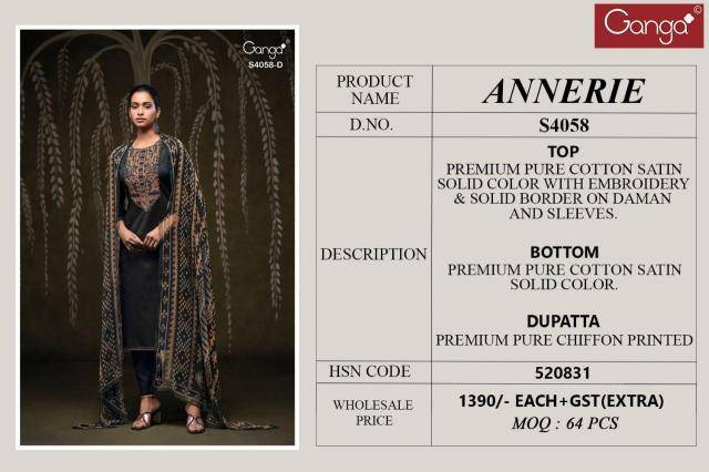 Ganga annerie 4058 Dress materials distributors in Kolkata