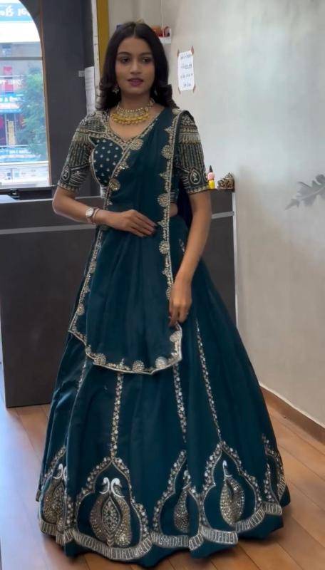 Launching New Festival Tapi-305 Chinon Blue Traditional Lehengha choli Market