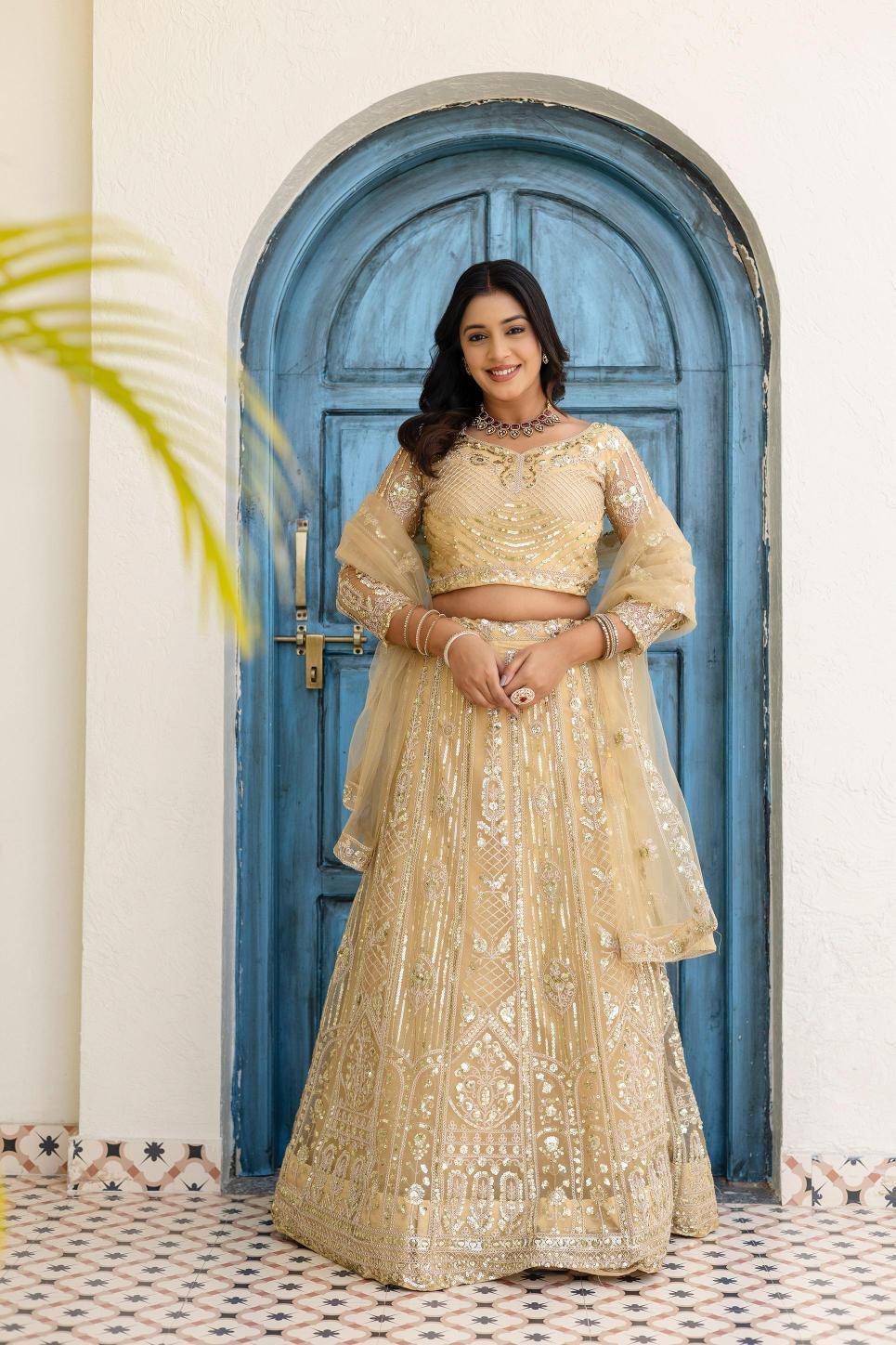 Royal elegance ON 5164 Butterfly Net White Lehengha choli Retailers in Ahmedabad