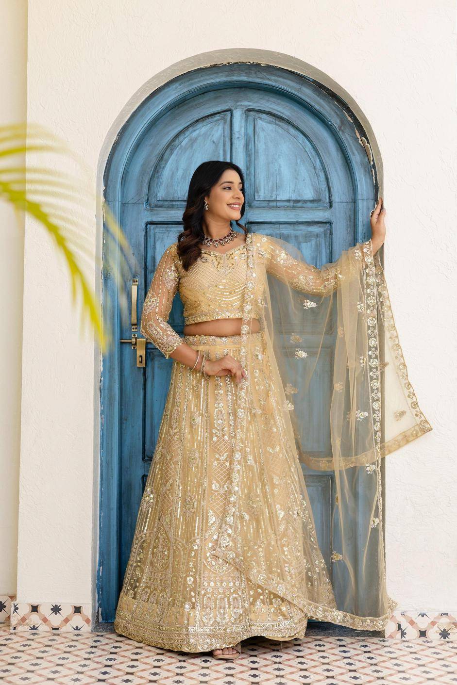 Royal elegance ON 5164 Butterfly Net White Lehengha choli Retailers in Ahmedabad