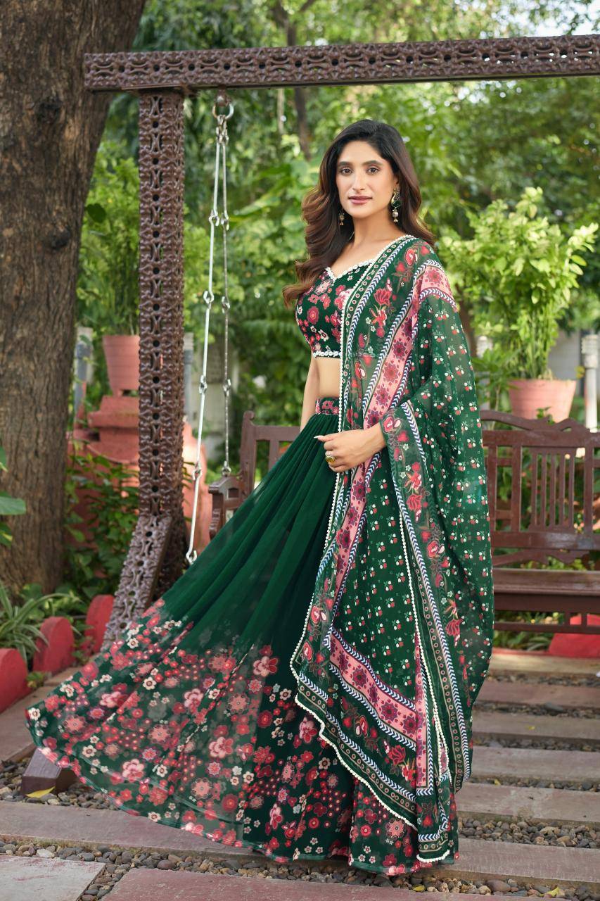 HC-995 Georgette Green Lehengha choli Manufacturers in Gujarat