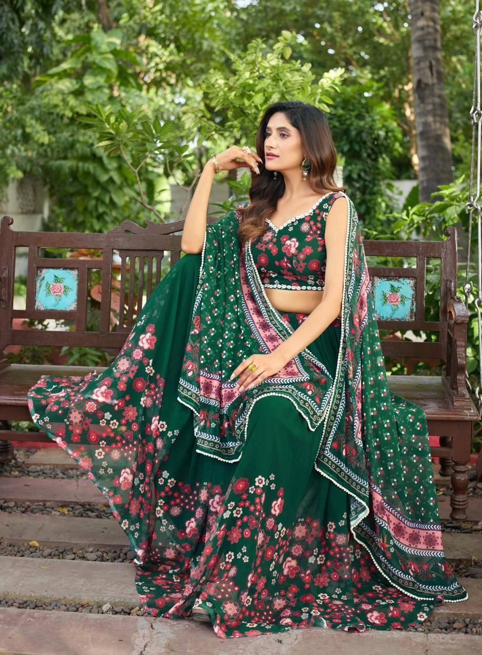 HC-995 Georgette Green Lehengha choli Manufacturers in Gujarat