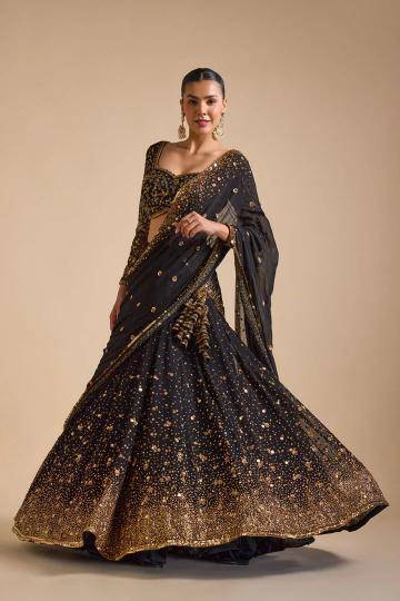 HC-995 Georgette Black Lehengha choli with Price List