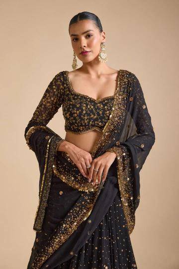 HC-995 Georgette Black Lehengha choli with Price List