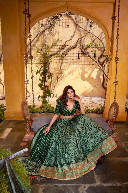 SOWMYA Tasar Silk GRN Bridal lehenga choli wholesalers in Ahmedabad
