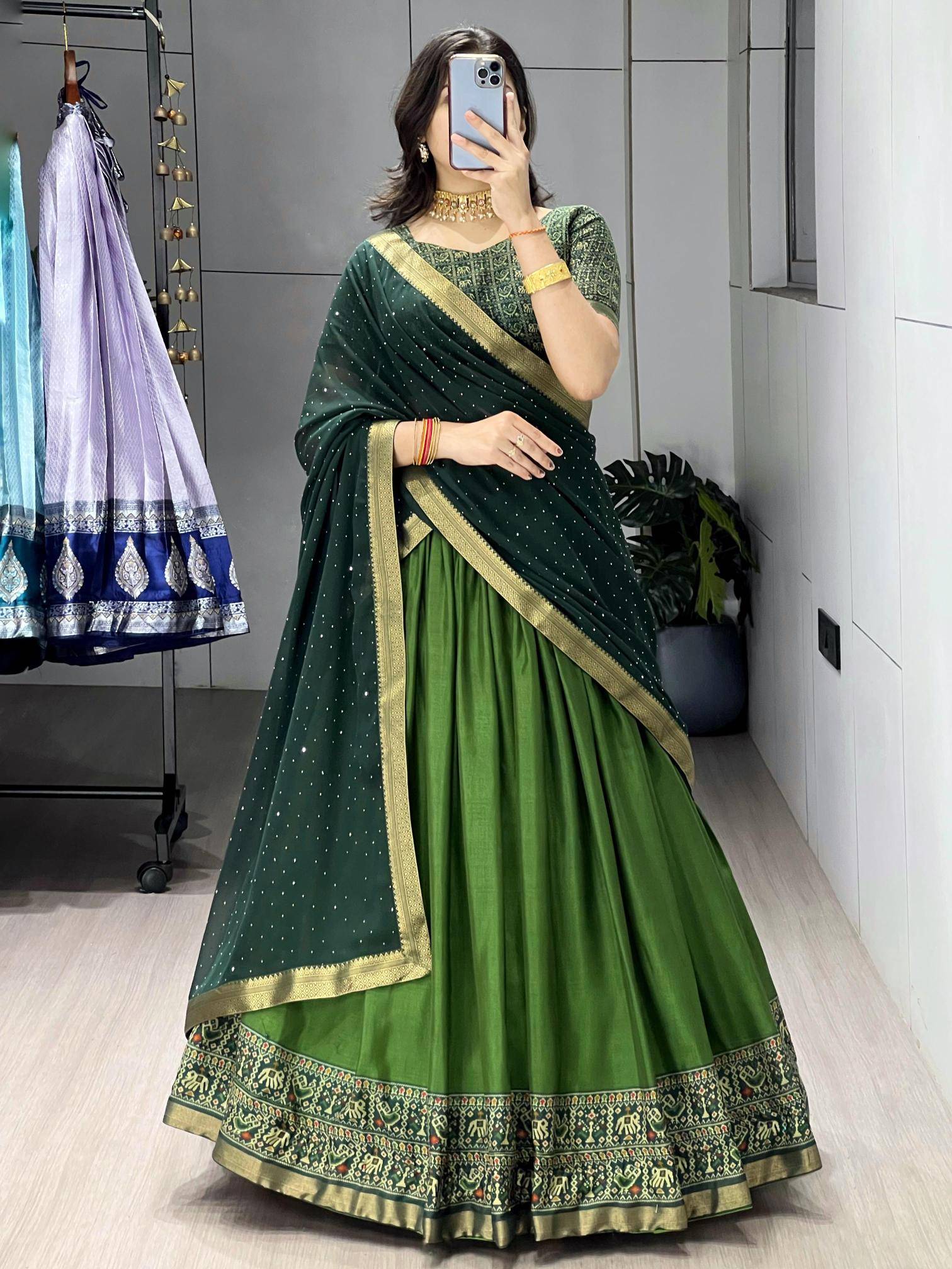 GRTN 8225 RSTGRN Cotton Affordable lehenga choli wholesalers in Ahmedabad
