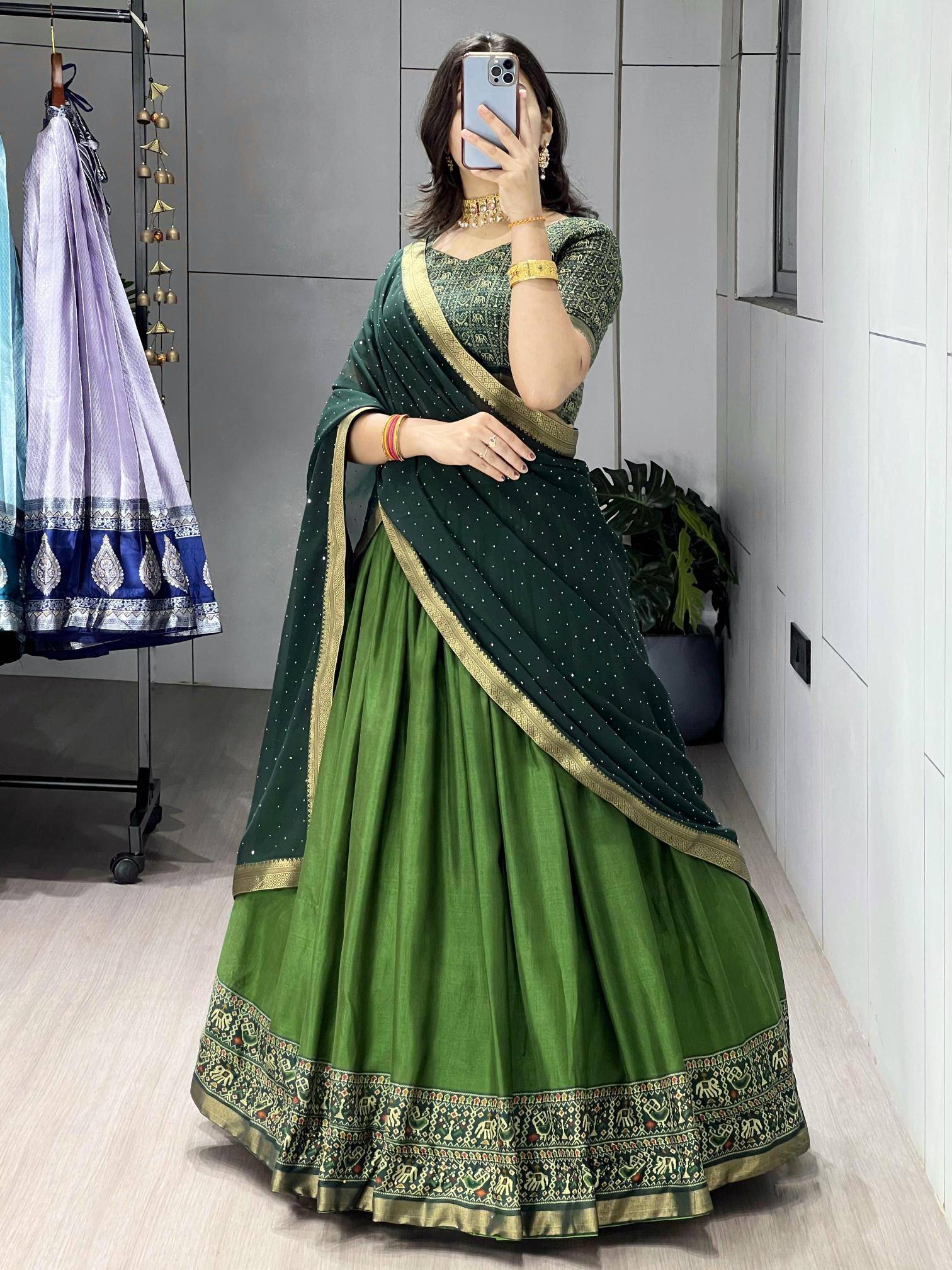 GRTN 8225 RSTGRN Cotton Affordable lehenga choli wholesalers in Ahmedabad