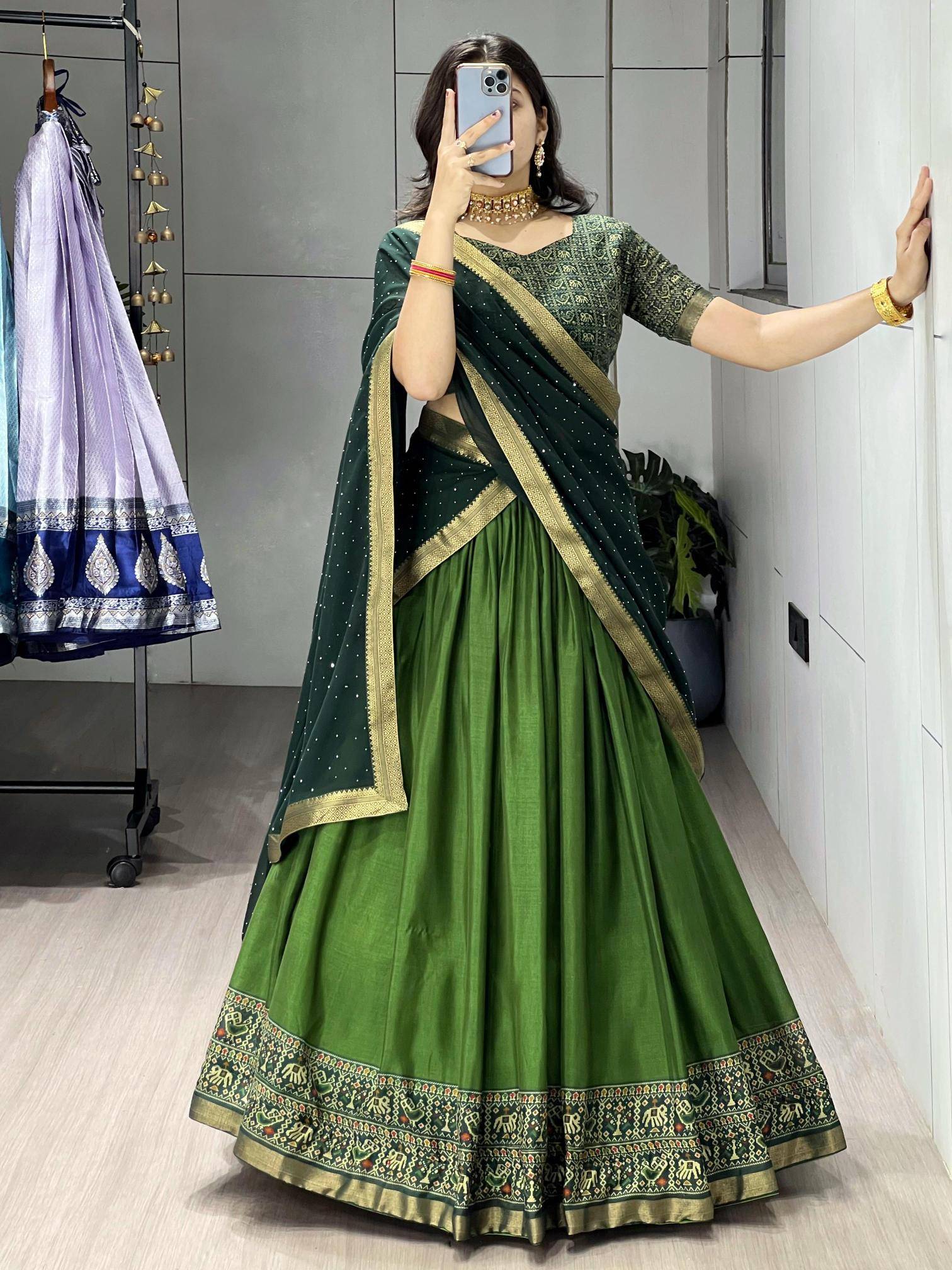 GRTN 8225 RSTGRN Cotton Affordable lehenga choli wholesalers in Ahmedabad