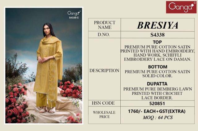 Ganga bresiya 4338 Wholesale dress materials in Mumbai