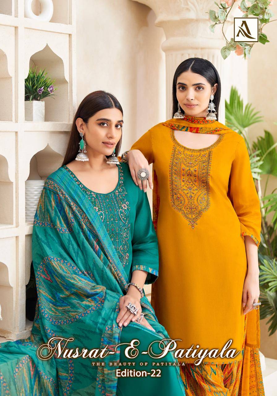 Alok suit nusrat e patiyala-22 Wholesale dress material suppliers in Delhi