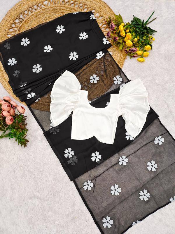 KSPT-012 Ready-to-wear Foux sarees Black  Wholesale kids wear in Surat