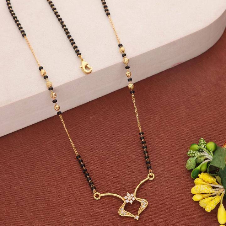 Fancy gold manglsutra 2046 Artificial black bead mangalsutra